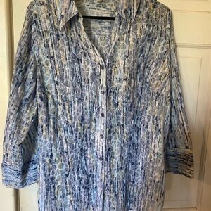 JM Collection Blue and Yellow Blouse